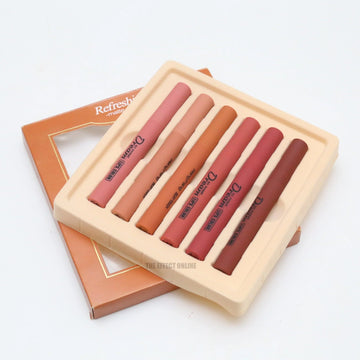 Heng Fang Matte Lip Crayon Set – 6 Long-Lasting Nude & Bold Shades